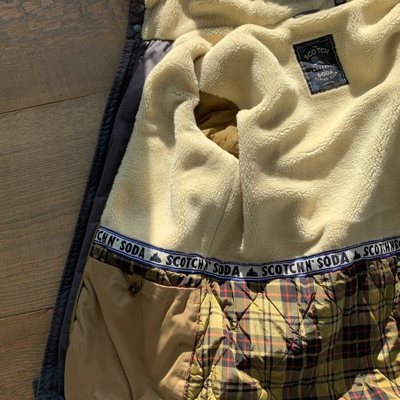 Scotch & Soda Men's Classic Parka with Teddy Lining, Steel Size M - Picture 6 of 12